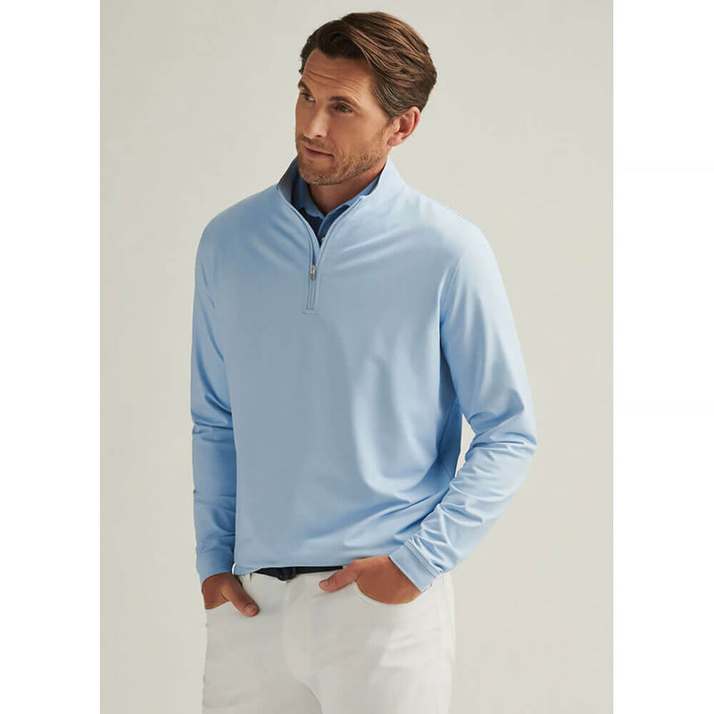 Peter Millar Men's Perth Birdseye Performance 1/4 Zip Pullover Sweater - Pale Blue