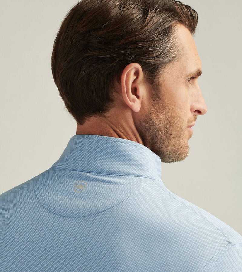 Peter Millar Men's Perth Birdseye Performance 1/4 Zip Pullover Sweater - Pale Blue