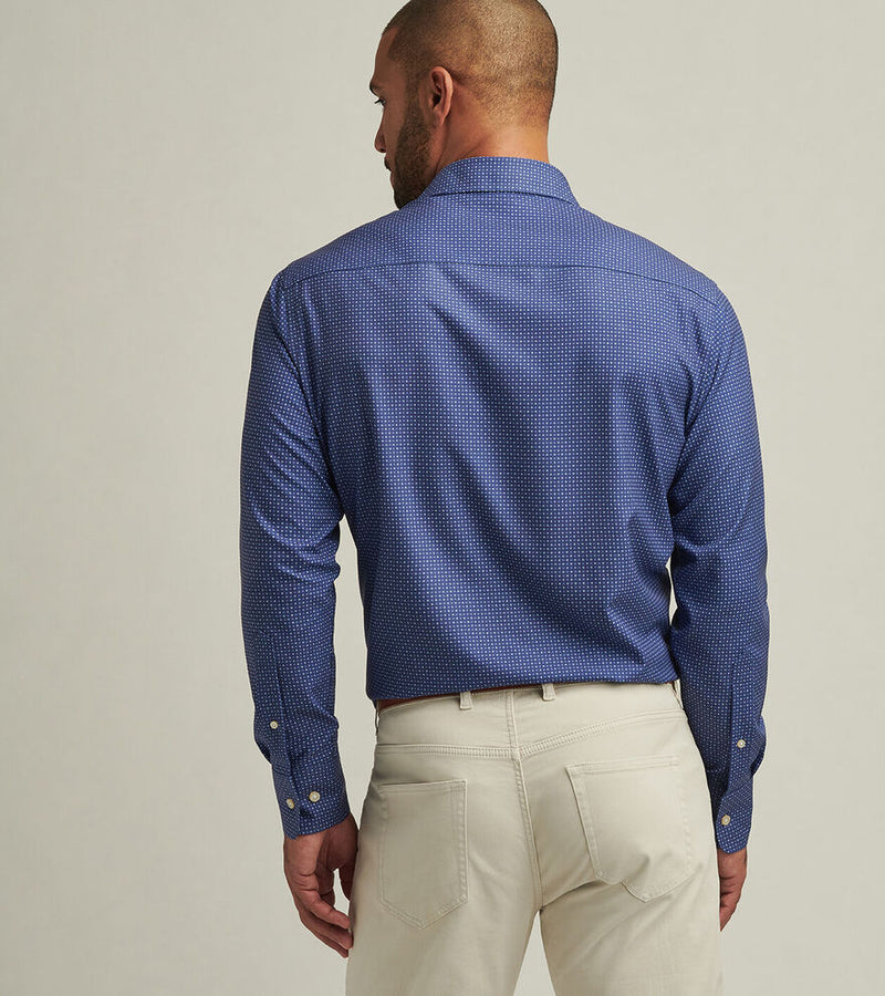 Peter Millar Men's Winnipeg Performance Poplin Sport Shirt - Azurite