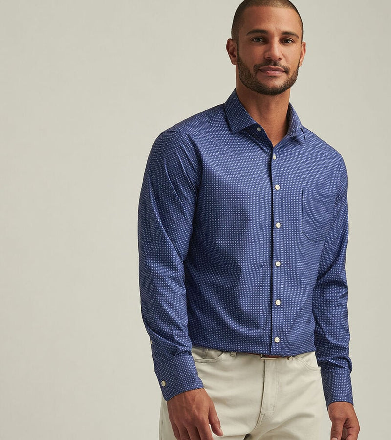 Peter Millar Men's Winnipeg Performance Poplin Sport Shirt - Azurite