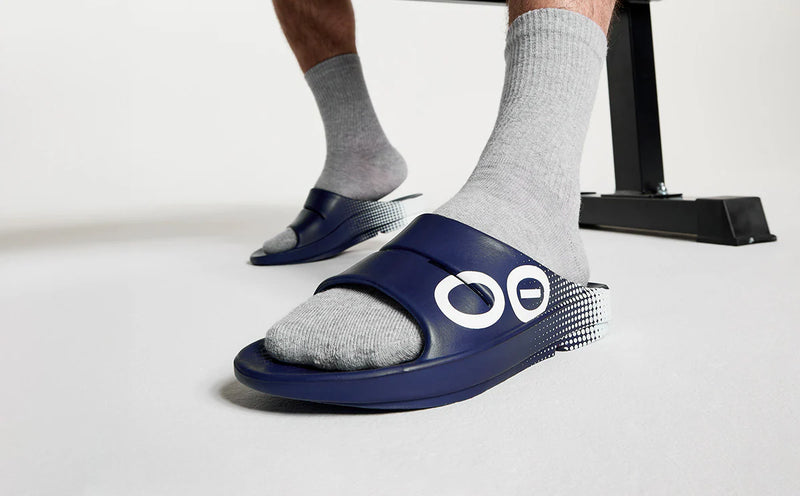 Oofos Men's OOahh Sport Slide - Matrix Navy
