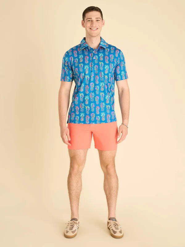 Chubbies The Pineapple Sketch Performance Polo Shirt - Bright Blue