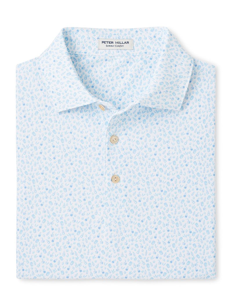 Peter Millar Men's Whiskey Performance Mesh Polo Shirt - White
