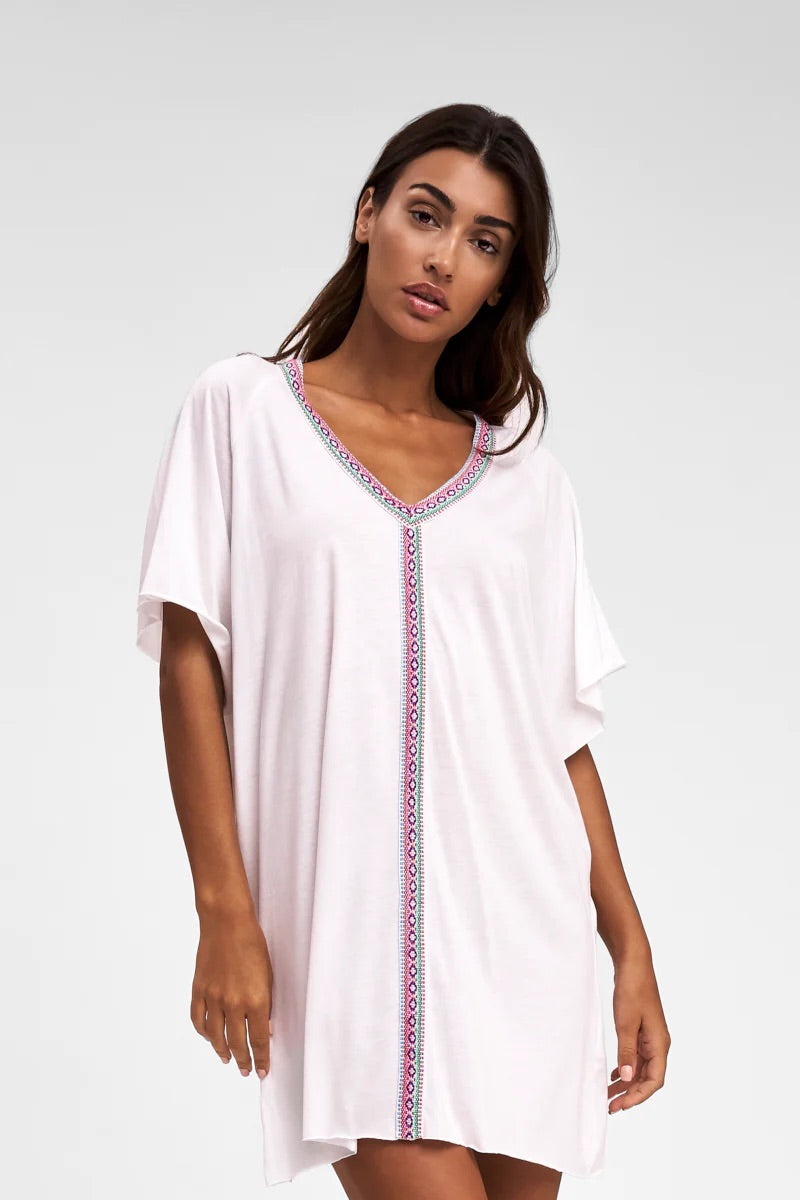 Pitusa Mini Pima Abaya Tunic Cover Up - White