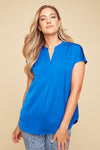 Renuar Airflow Cap Sleeve Blouse - Royalty - FINAL SALE