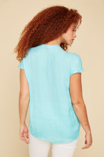 Renuar Airflow Cap Sleeve Blouse - Aquamarine - FINAL SALE