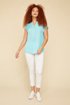 Renuar Airflow Cap Sleeve Blouse - Aquamarine - FINAL SALE