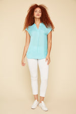 Renuar Airflow Cap Sleeve Blouse - Aquamarine - FINAL SALE