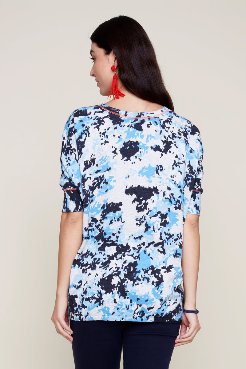 Renuar Knit Short Sleeve Sweater - Celestine Combo - FINAL SALE