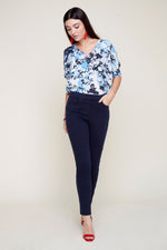 Renuar Knit Short Sleeve Sweater - Celestine Combo - FINAL SALE