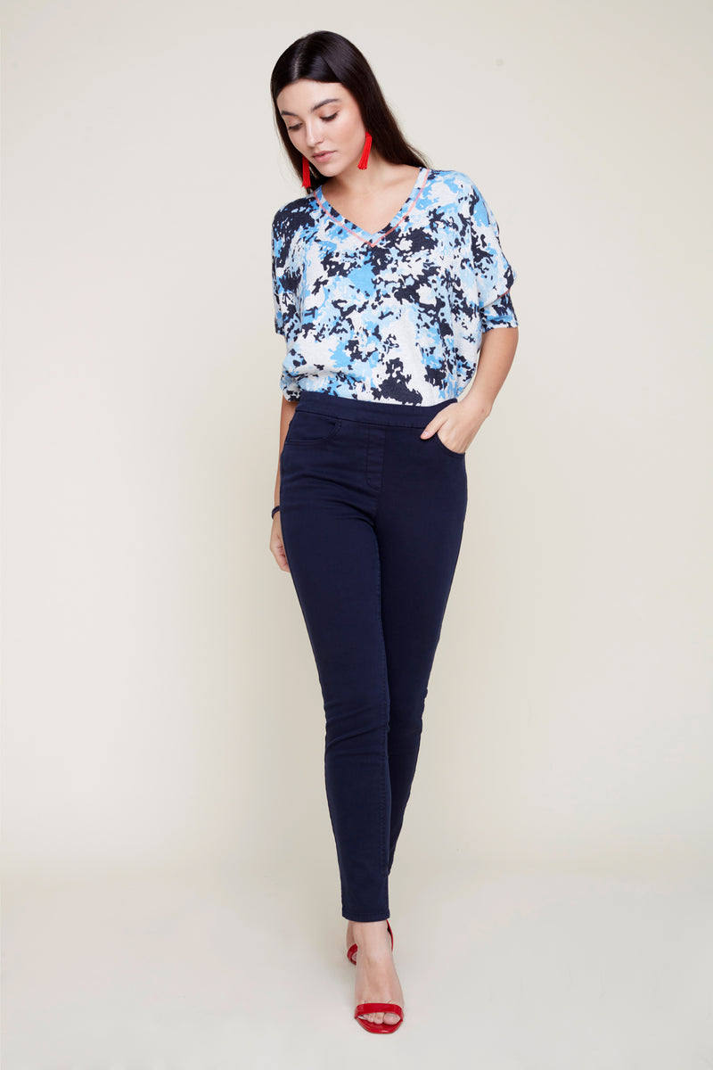 Renuar Knit Short Sleeve Sweater - Celestine Combo - FINAL SALE