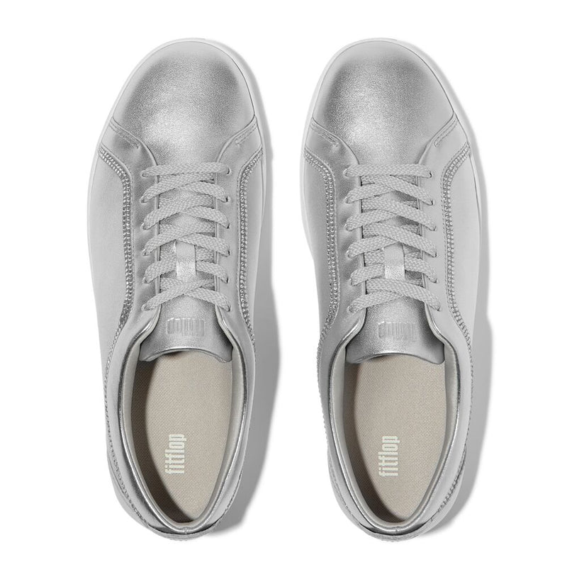 FitFlop Rally Crystal Trim Leather Sneakers - Silver