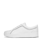 FitFlop Rally Crystal Trim Leather Sneakers - Urban White