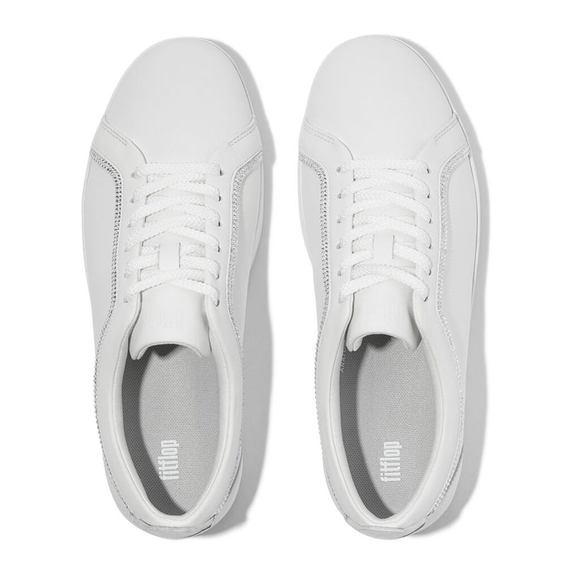 FitFlop Rally Crystal Trim Leather Sneakers - Urban White