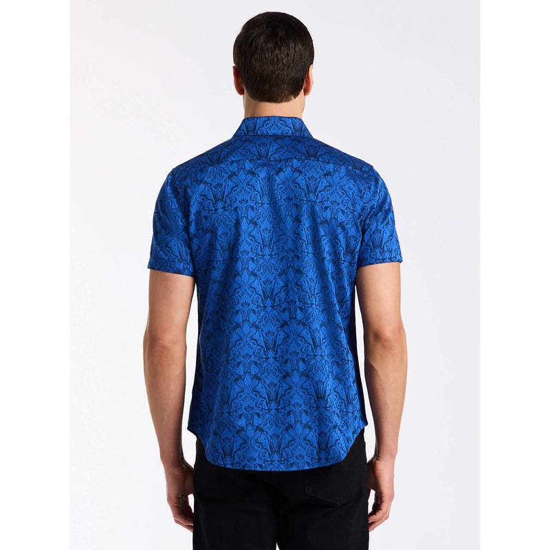 Robert Graham Highland Short Sleeve Classic Fit Sport Shirt - Navy