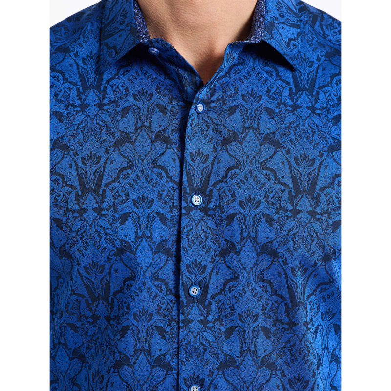 Robert Graham Highland Short Sleeve Classic Fit Sport Shirt - Navy
