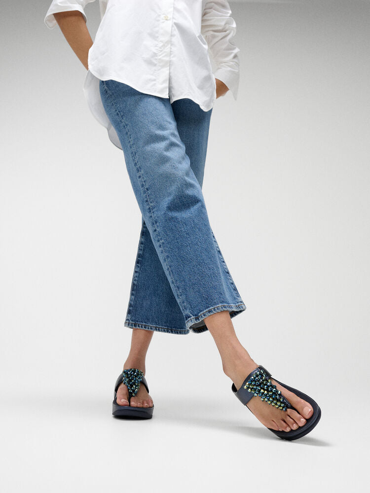 FitFlop Rumba Beaded Sandals - Metallic Midnight Navy