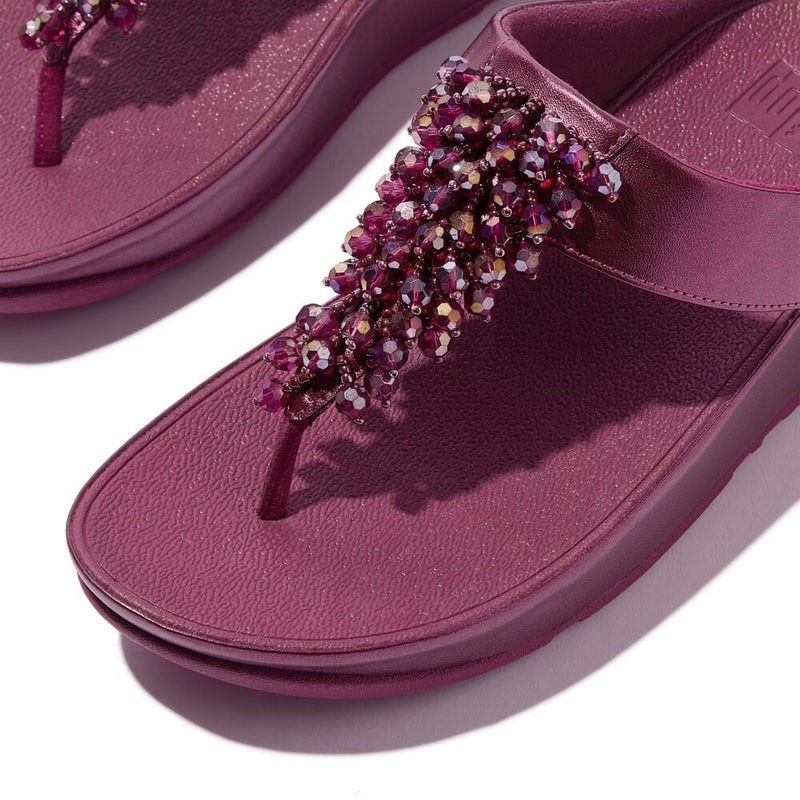 FitFlop Rumba Beaded Sandals - Metallic Ruby