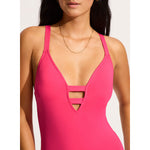 Seafolly Active Deep V Maillot Swimsuit  - Raspberry