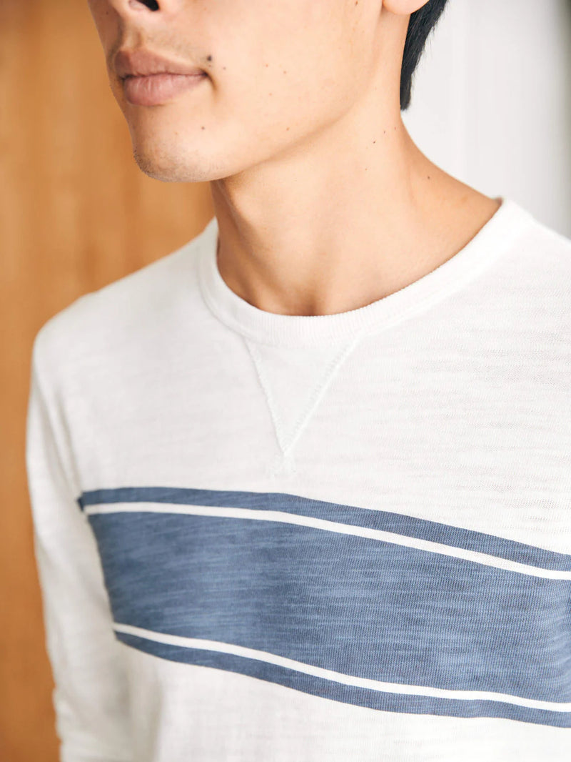 Faherty Sunwashed Long Sleeve T-Shirt - White Surf Stripe