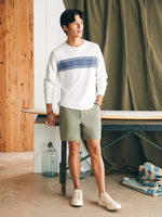 Faherty Sunwashed Long Sleeve T-Shirt - White Surf Stripe