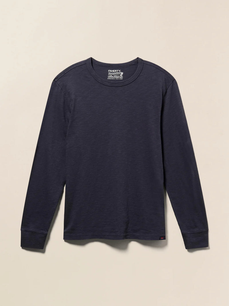 Faherty Sunwashed Long Sleeve T-Shirt - Dune Navy