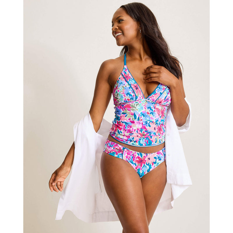 Tommy Bahama Watercolor Floral Reversible Tankini Top - Dusty Lupine