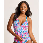 Tommy Bahama Watercolor Floral Reversible Tankini Top - Dusty Lupine