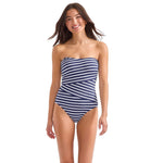 Tommy Bahama Coastline Stripe Bandeau One Piece Swimsuit - Mare Navy