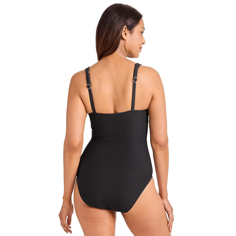Tommy Bahama Ocean Point Over The Shoulder V Neck One Piece Swimsuit - Black *