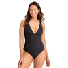 Tommy Bahama Ocean Point Over The Shoulder V Neck One Piece Swimsuit - Black *