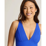 Tommy Bahama Ocean Point Over The Shoulder V Neck One Piece Swimsuit - Beach Glass Blue *