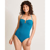 Tommy Bahama Novelty Pearl U Front Bandeau Top One Piece Swimsuit - Topaz Teal