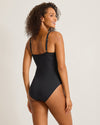 Tommy Bahama Pearl Cross Front V Neck One Piece Swimsuit - Black