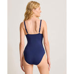 Tommy Bahama Pearl Cross Front V Neck One Piece Swimsuit - Mare Navy