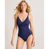 Tommy Bahama Pearl Cross Front V Neck One Piece Swimsuit - Mare Navy
