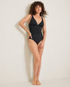 Tommy Bahama Pearl V Neck One Piece Swimsuit - Black