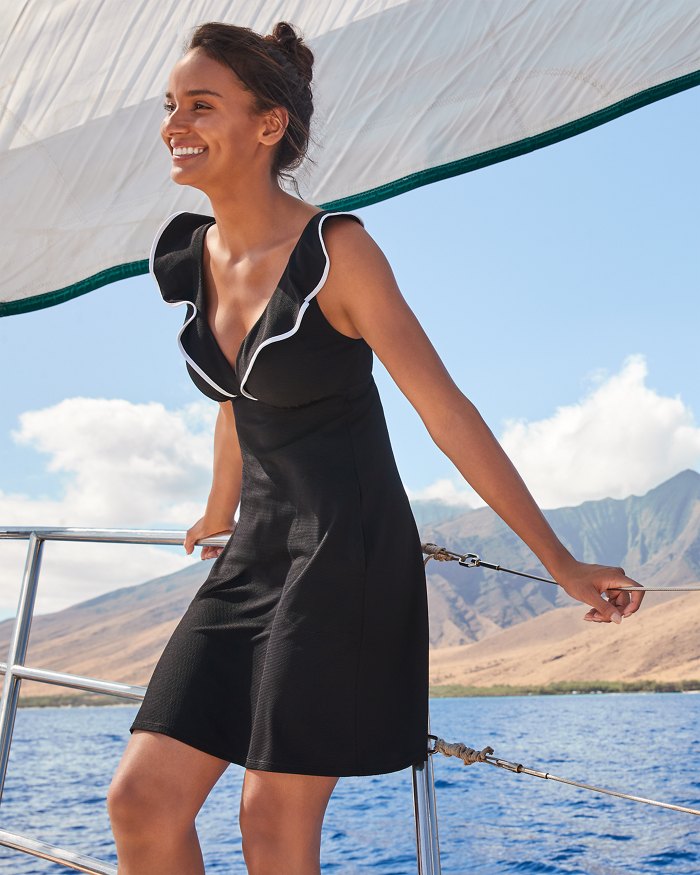 Tommy Bahama Womens Island Cays Cabana Flounce Spa Coverup - Black