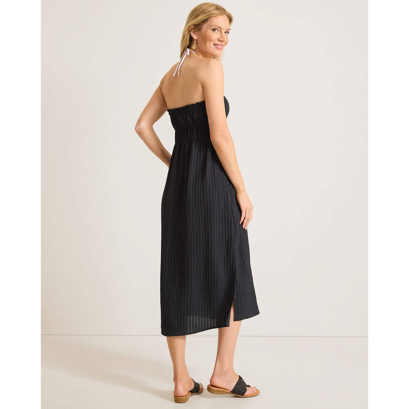 Tommy Bahama Beachy Woven Stripe Strapless Midi Dress Cover Up - Black