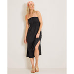 Tommy Bahama Beachy Woven Stripe Strapless Midi Dress Cover Up - Black