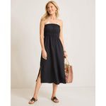 Tommy Bahama Beachy Woven Stripe Strapless Midi Dress Cover Up - Black