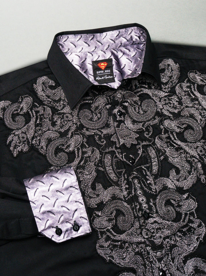 Robert Graham X Superman Rise Classic Fit Sport Shirt - Black
