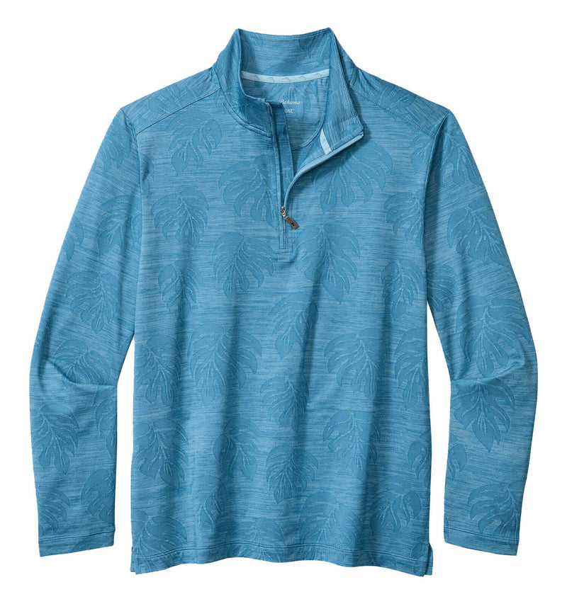 Tommy Bahama Monsterra Fade Half Zip Pullover Sweatshirt - Corfu Blue - FINAL SALE