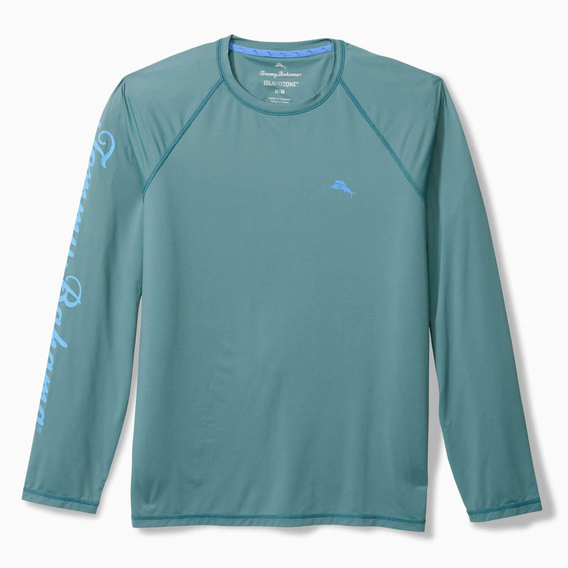 Tommy Bahama Men's IslandZone Chill Time Surf Crew Long Sleeve Rash Guard T-Shirt - Seven Seas