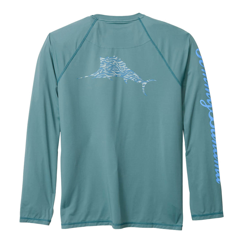 Tommy Bahama Men's IslandZone Chill Time Surf Crew Long Sleeve Rash Guard T-Shirt - Seven Seas