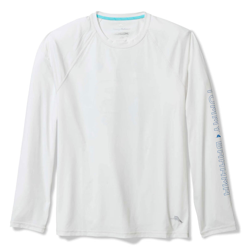 Tommy Bahama Men's IslandZone Chill Time Tropics Crew Long Sleeve Rash Guard T-Shirt - White
