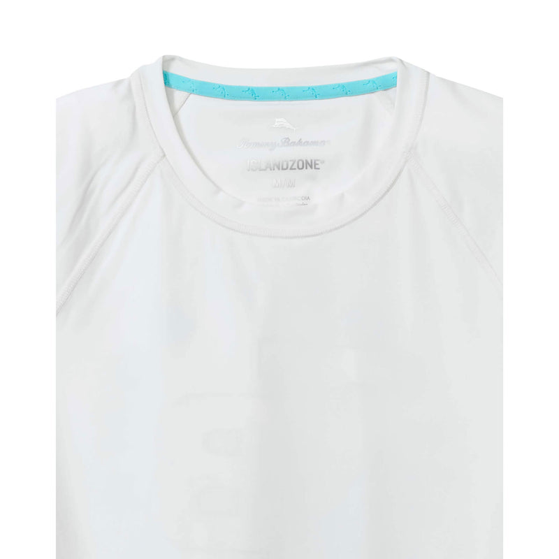 Tommy Bahama Men's IslandZone Chill Time Tropics Crew Long Sleeve Rash Guard T-Shirt - White