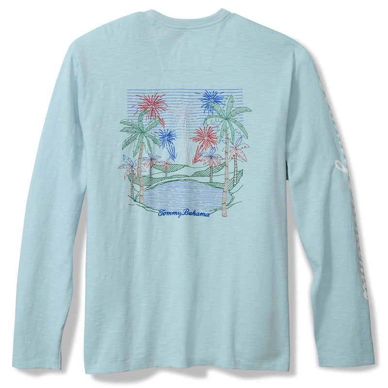 Tommy Bahama Men's Red White And Bloom Lux Long Sleeve T-Shirt - Blue Whisper