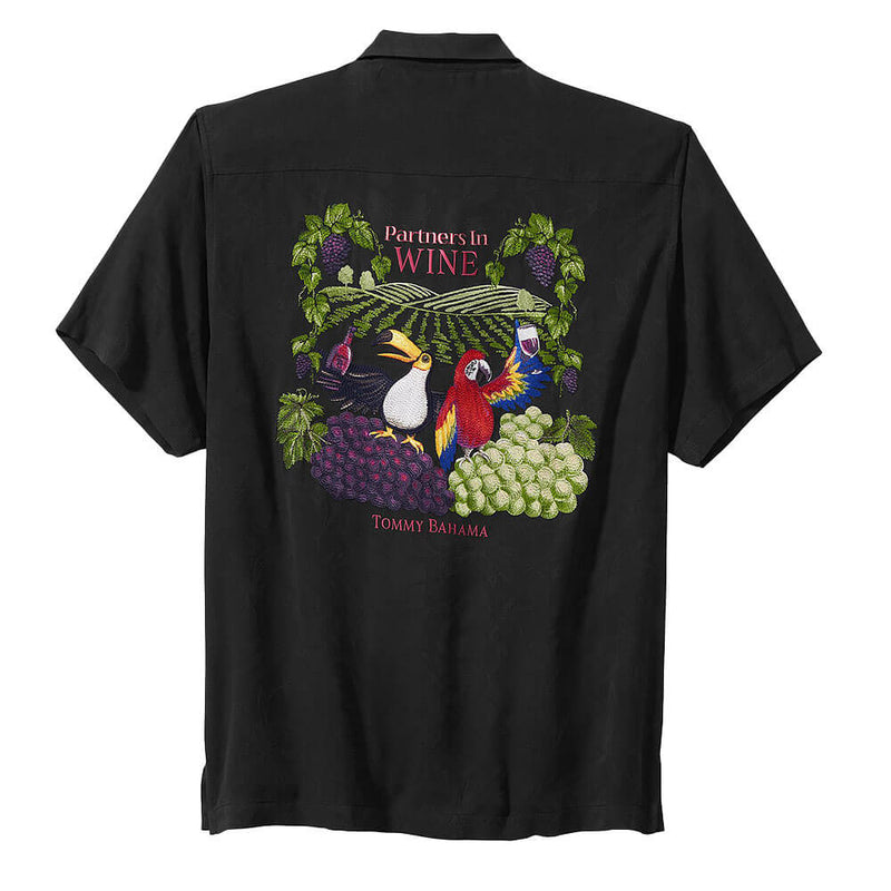 TBLV Tommy Bahama Mens Original Sample Partners In Wine Camp Shirt - Black
