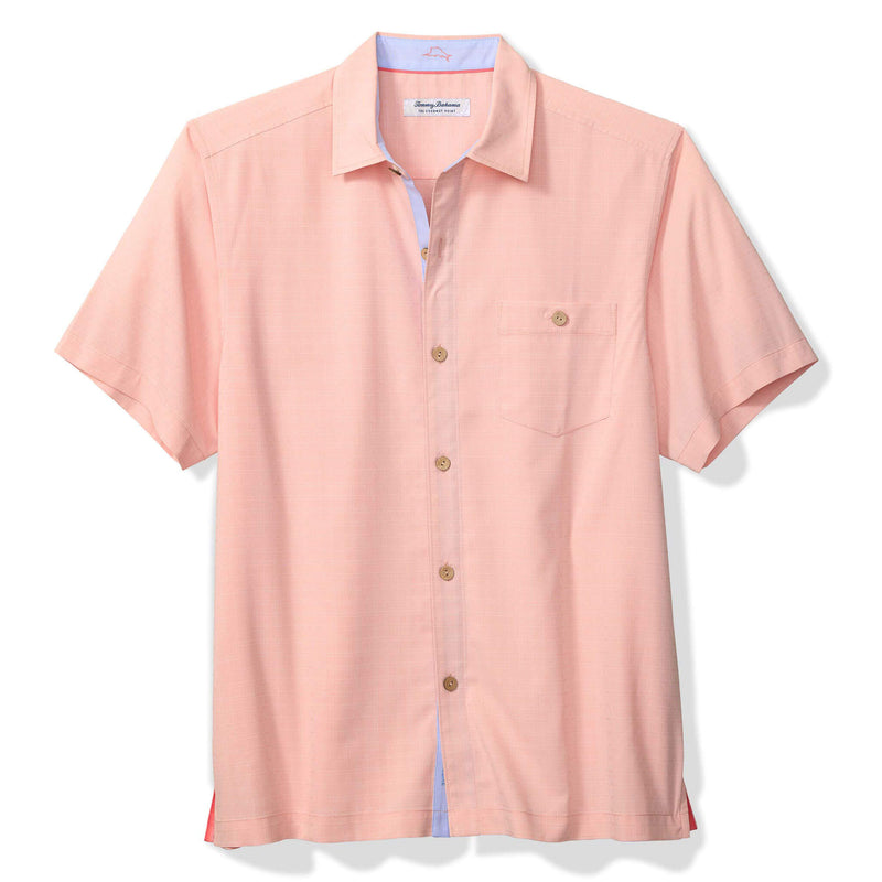 Tommy Bahama Men's IslandZone Coastal Ease Costa Check Camp Shirt - Pure Salmon